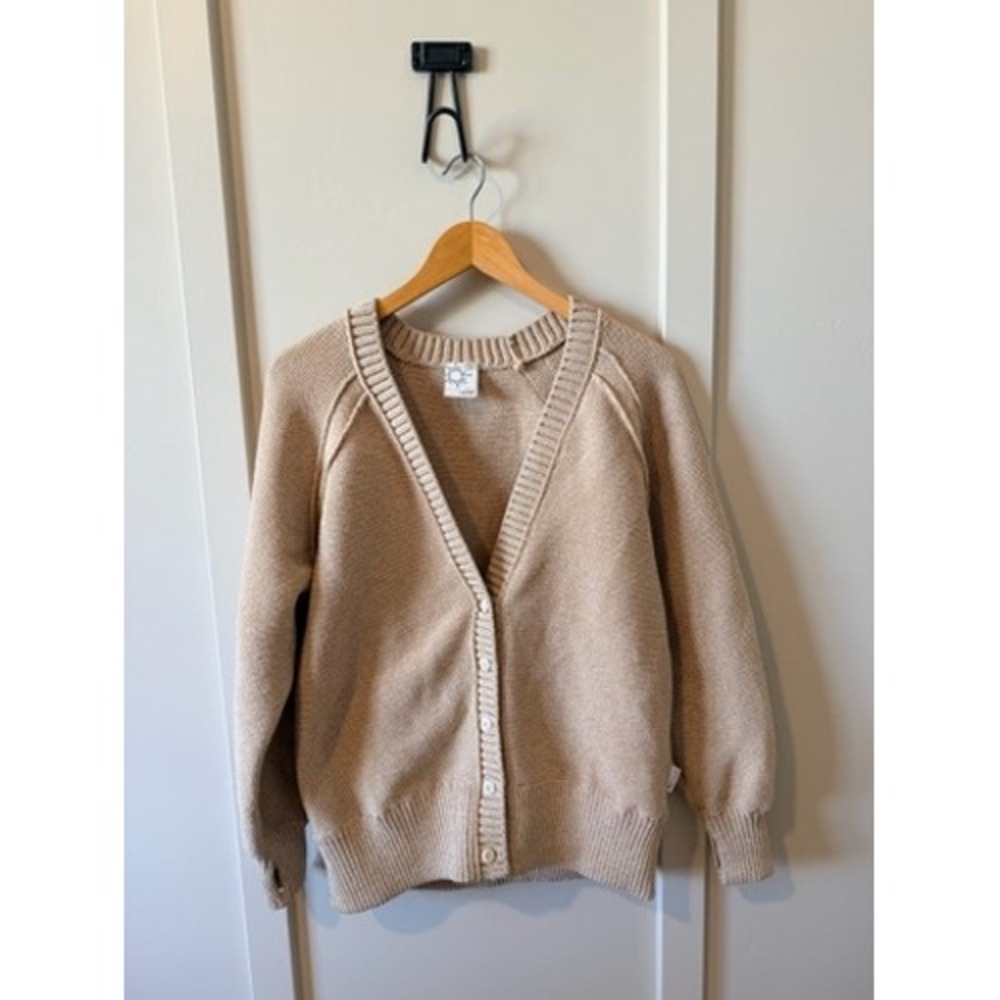 OFFLINE by Aerie Womens Cardigan Sweater Tan Oatmeal Knit Button Front XS NWOT